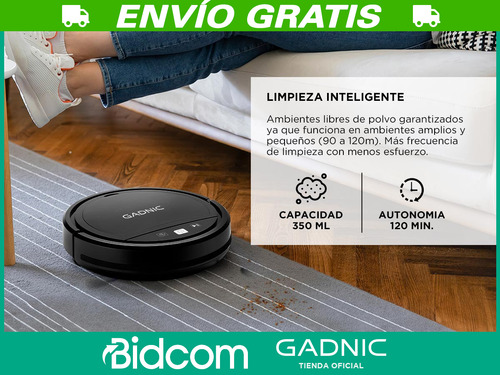 Aspiradora Robot Gadnic Sensor Anti Caída 2 Modos Limpieza