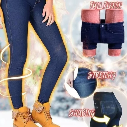 Leggings Térmicos De Lã Jeans Para Mulheres E Meninas