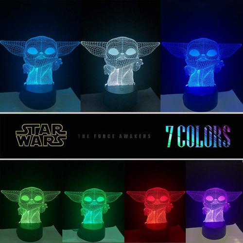 Lampara De Mesa 3 Patrones 3d De Star Wars Yoda