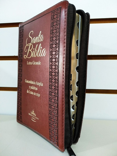 Imagen 3 de 10 de Biblia Rvr1960 Letra Grande Imit Piel Café Con Cierre/índice