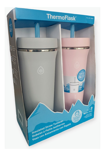 Thermoflask Vaso Con Aislamiento Con Popote 2 Pzas Dif Mod