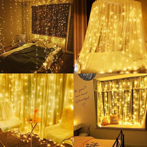 Cortinas Decorativas Luz Led Control Remoto 3x3m 300 Leds