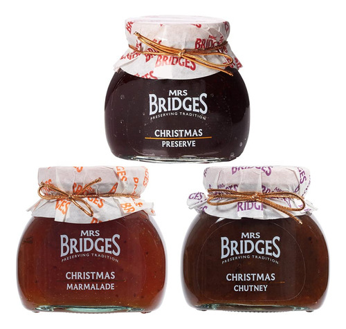 Mrs Bridges Juego De Navidad De Tres Frascos, Mermelada, Con