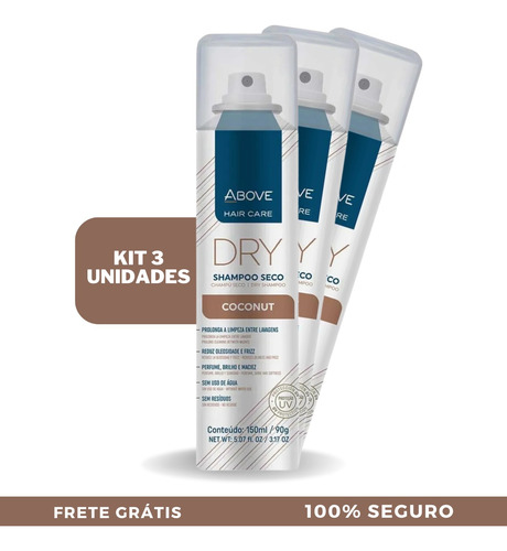 Shampoo Seco Coconut Above 150ml Kit 03 Unidades