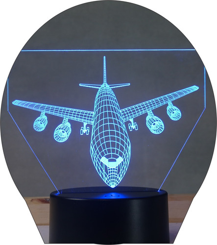 Luminária Led Avião Airbus Boing - 3d Abajur Decorativo