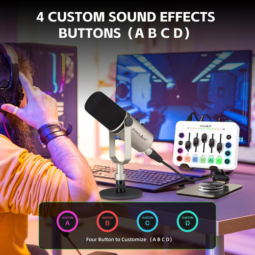 Gaming Audio Mixer, Live Streaming Sound Card Rgb Pc Dj M...