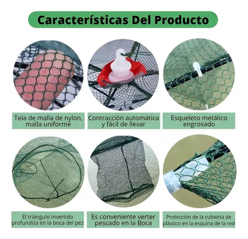 Trampa Red Pesca Peces Plegable Cangrejo Camaron 16 Agujeros