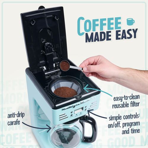Nostalgia Cafetera Programable Retro De 12 Tazas Con Pantall