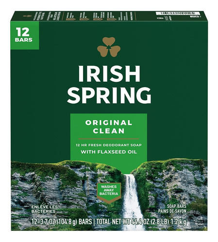 12 Pack Jabón Irish Spring Original 104 G *importado Usa