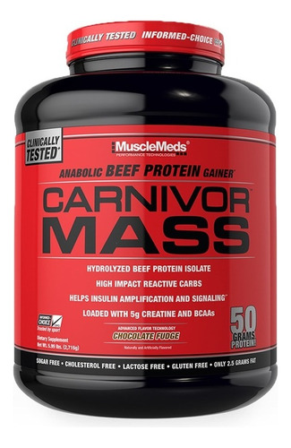 Suplemento en polvo MuscleMeds  Carnivor Coffee proteínas sabor chocolat fundge en pote de 2.72kg