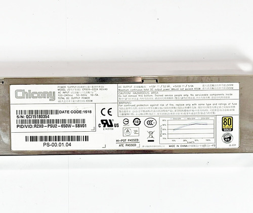 Fonte Chicony Cpb09-031a 80plus Gold R2x0-psu2-650w-sb 650w Prateado (Usado)