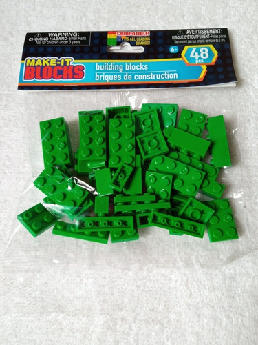 Bloques De Construcción Make-it Blocks 48 Piezas En Verde