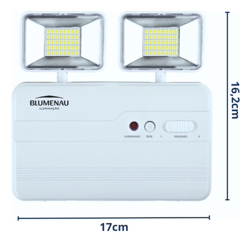 Luminária Bloco Emergência Led 2200 Lumens 2 Faróis Led 10w