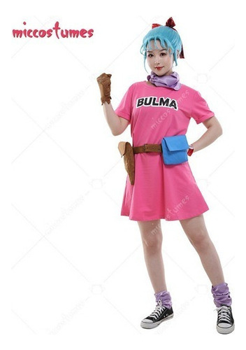 Disfraz De Cosplay De Bulma Para Mujer Vestido Rosa Para Mu