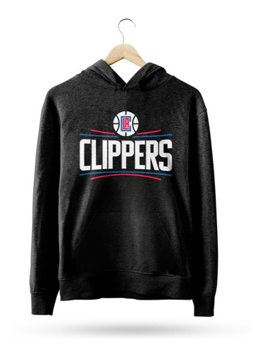  Buzo Canguro Nba Los Angeles Clippers Logo Completo Negro