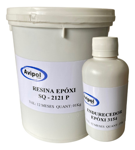 Kit Resina Epoxi Avipol Sq 2121p 3154 1,25kg Cor Preta