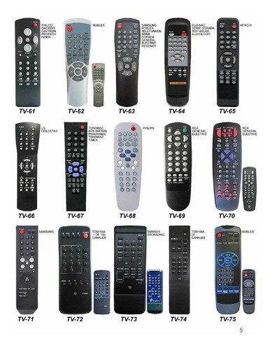 Control Remoto Tv Philips Sanyo Sony Hitachi LG Noblex Y +