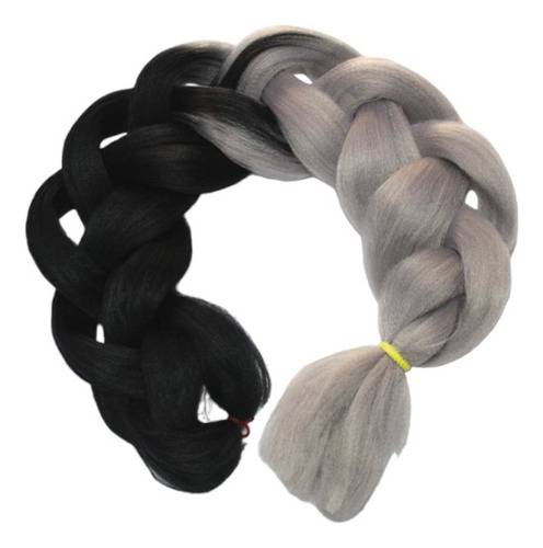 Kanekalon Jumbo Ultra Braid Para Tranças Crochet Box Braids Cor Preto Com Ombre Cinza Claro 2-38
