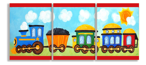 Computadora Didáctica The Kids Room By Stupell Brp-1562 Trio Color Choo Choo Train In The Sun