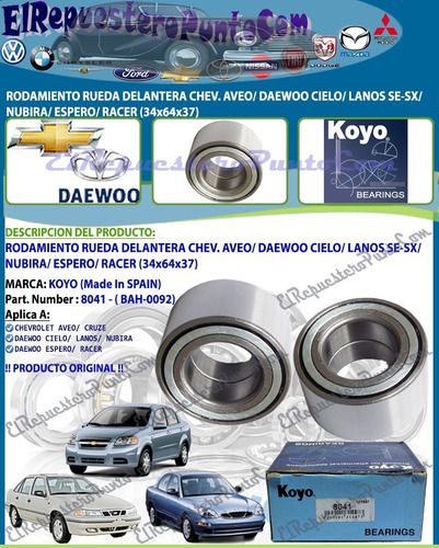Rodamiento Delantero Chevrolet Aveo - 34x64x37