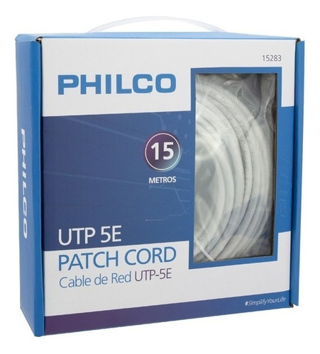 Cable De Red 15 Metros Upt Cat 5e Philco En Caja Calidad