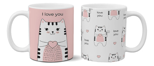 Taza De Cerámica  Gatos I Love You Super Delicada Importada