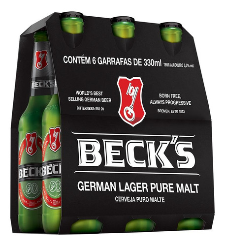 Cerveja Beck's Pilsner Garrafa 330ml - Pack Com 6 Unidades