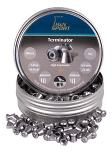 Diabolos Expansivos Calibre .22 H&n Terminator Hueco 5.5 Caz