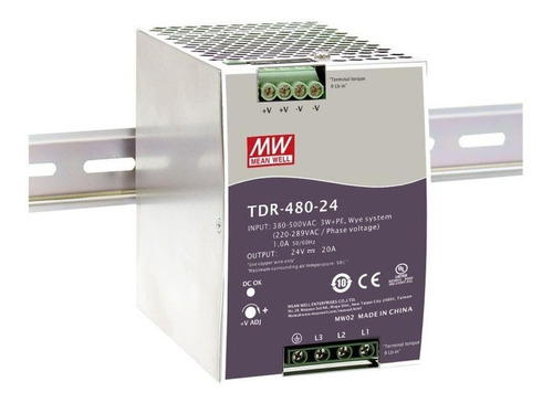 Fuente De Poder 20amp 24v 480w 340-550v Meanwell Tdr-480-24