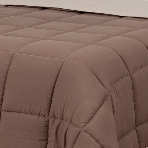 Acolchado Edredon Cozy 2 Plazas Queen 230x240 Reversible Beige - Almendra Liso