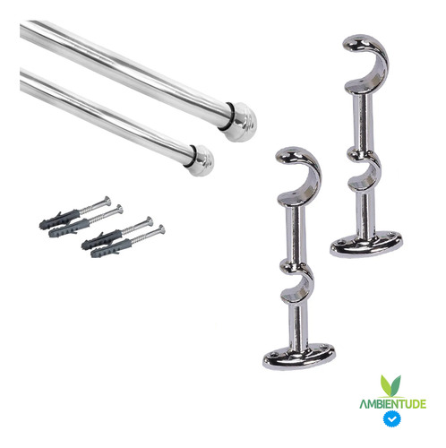 Varão Duplo 2,40 19/28 Grosso Aluminio Cortina Duas Partes