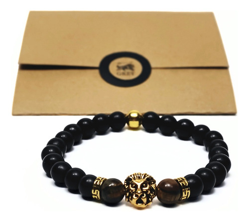 Pulsera De Hombre Con Piedra Ojo De Tigre + León