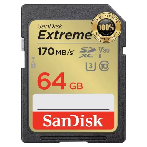 Tarjeta Memoria Sandisk Sd Extreme 64gb V30 C10 U3 170mb/s