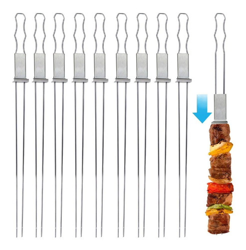 Juego De 12 Pinchos Para Asar A La Parrilla De 17 Pulgadas