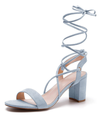 Sandalias De Tacón Con Cordones For Mujer, Sandalias De Blo