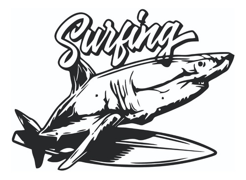Vinilo Decorativo, Surf, Surfing Calco Adhesivo. Tiburón 