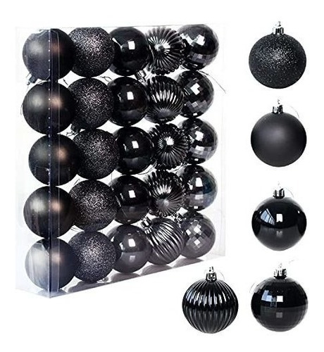 Bolas Para Arbol De Navidad X25u./ 6cm/ Negro