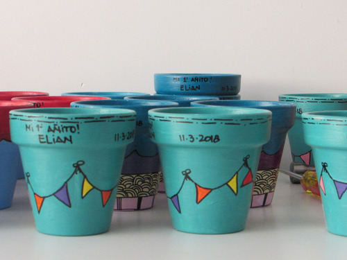 Souvenir X 10 Macetas Nro. 8 Pintadas
