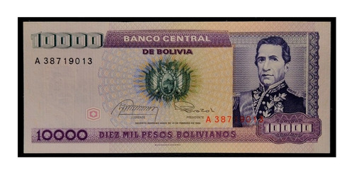 Bolivia 1 Centavo Sobre 10 Mil Pesos 1987 Sc Pick 195