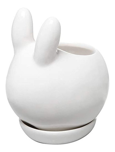 Conejo Decorativo Bunny Design Blanco Mini Planta De Cerami
