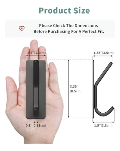 Ganchos De Pared Adhesivos Para Colgar - Gancho Negro Mate P