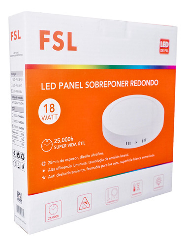 Panel Led Redondo Luz Blanco 18w Fsl