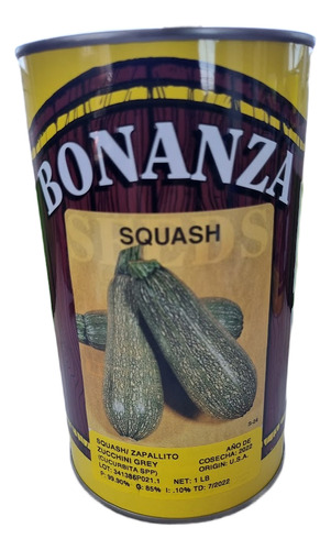 Semillas Zapallito Zucchini Grey - Bonanza - Lata 454g