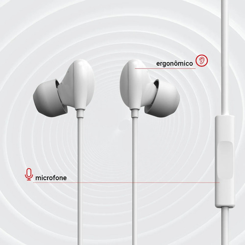 Auriculares ergonómicos con cable Eph 200 con micrófono, color Lit White