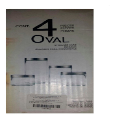 Potes Envases Cocina Vidrio Tapa Acero 4 Piezas Marca Oval