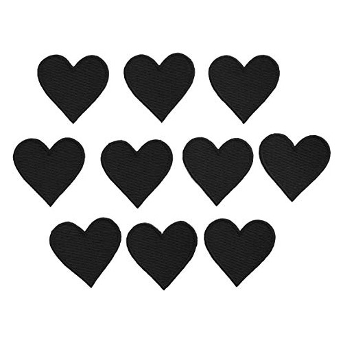 10 Parches De Hierro Forma De Corazón Negro De Amor Bo...