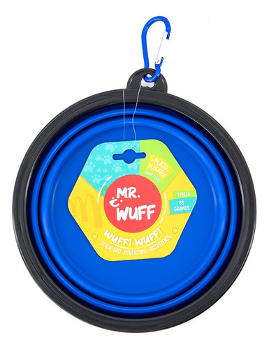 Plato Comedero Para Perro Plegable 88g Mr Wuff Color Azul rey