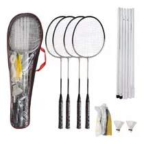 Comprar Kit Badminton Pro 4 Raquetes 2 Petecas Cu002F Rede E Suporte