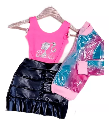 Conjunto Barbie 3 Peças Look Filme Infantil Com Envio Rápido