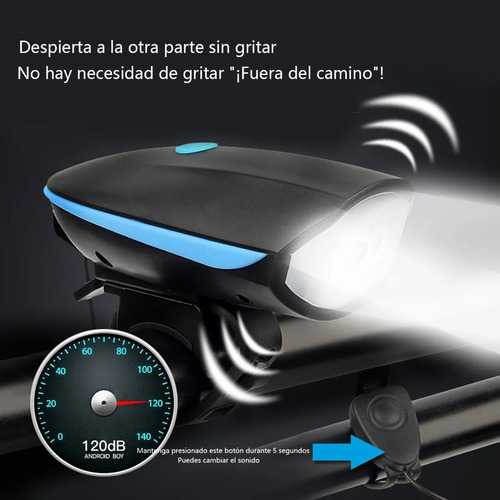 Faro De Bicicleta Led Con Bocina Recargable Usb C